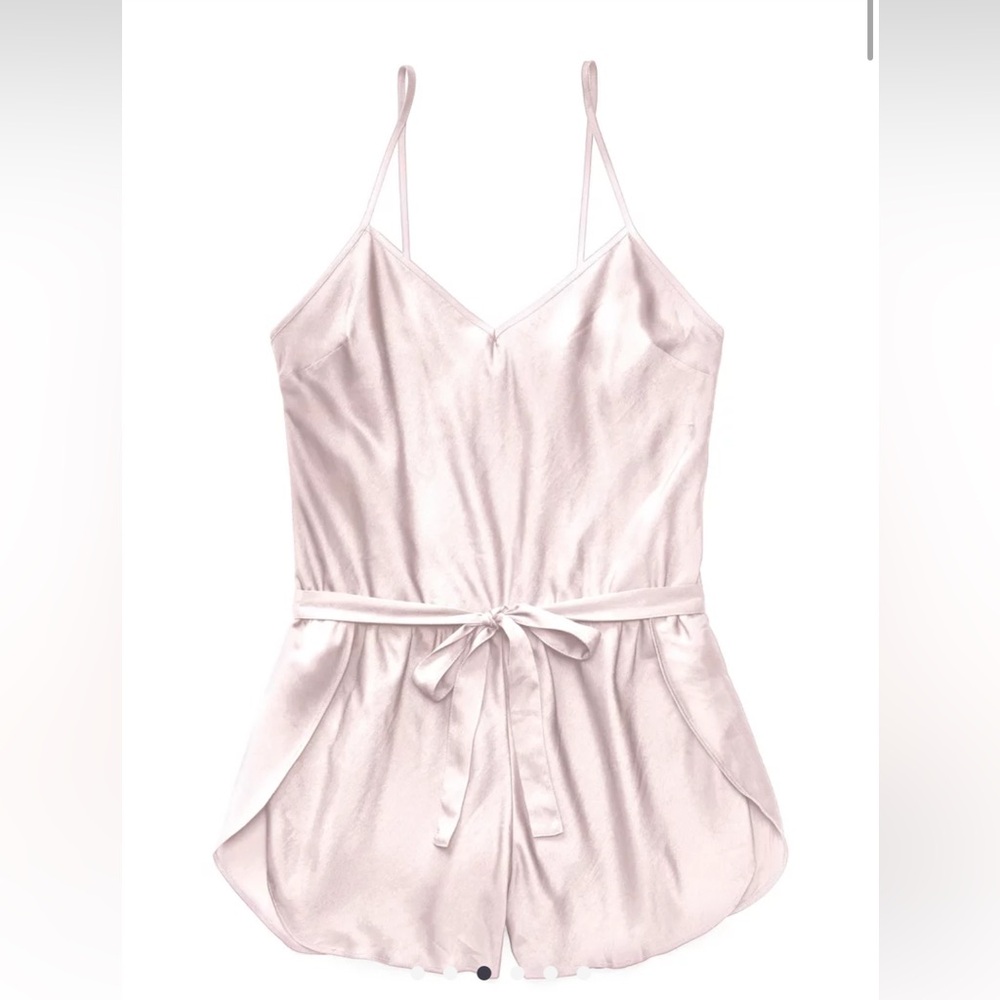 Adore Me Blush Satin Tie-Waist Romper
